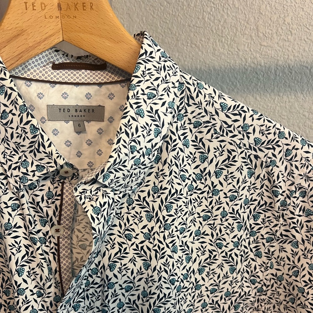 Short Sleeve White Traditional Ted Baker all-over print Woven.